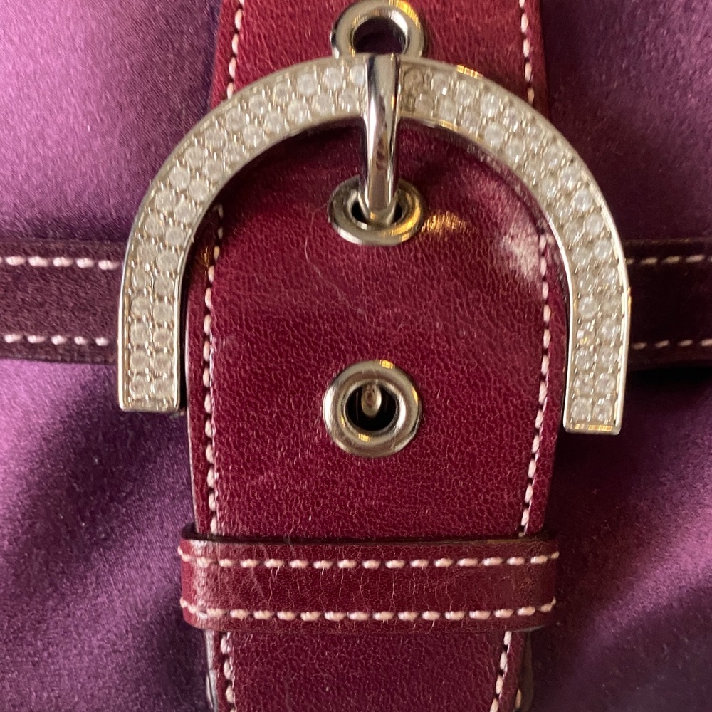 Coach Burgundy Satin Clutch with Silver Chain - Picture 6 of 6